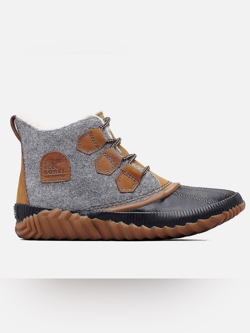 Sorel Out n About Plus Felt Waterproof Duck Bootie Boots Grey Winter, size 7.5